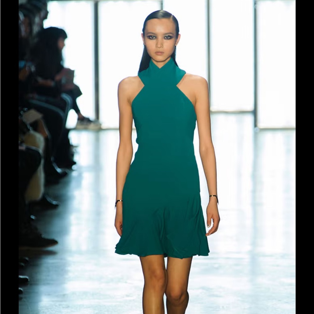 Cushnie et Ochs Emerald Stretch Cady Halter Dress – Size 4